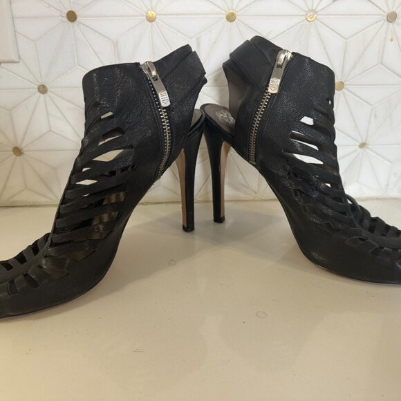 Vince Camuto Open Toe Heeled Gladiator Buckle/Zipper Ankle booties Sz 9 - Picture 2 of 8